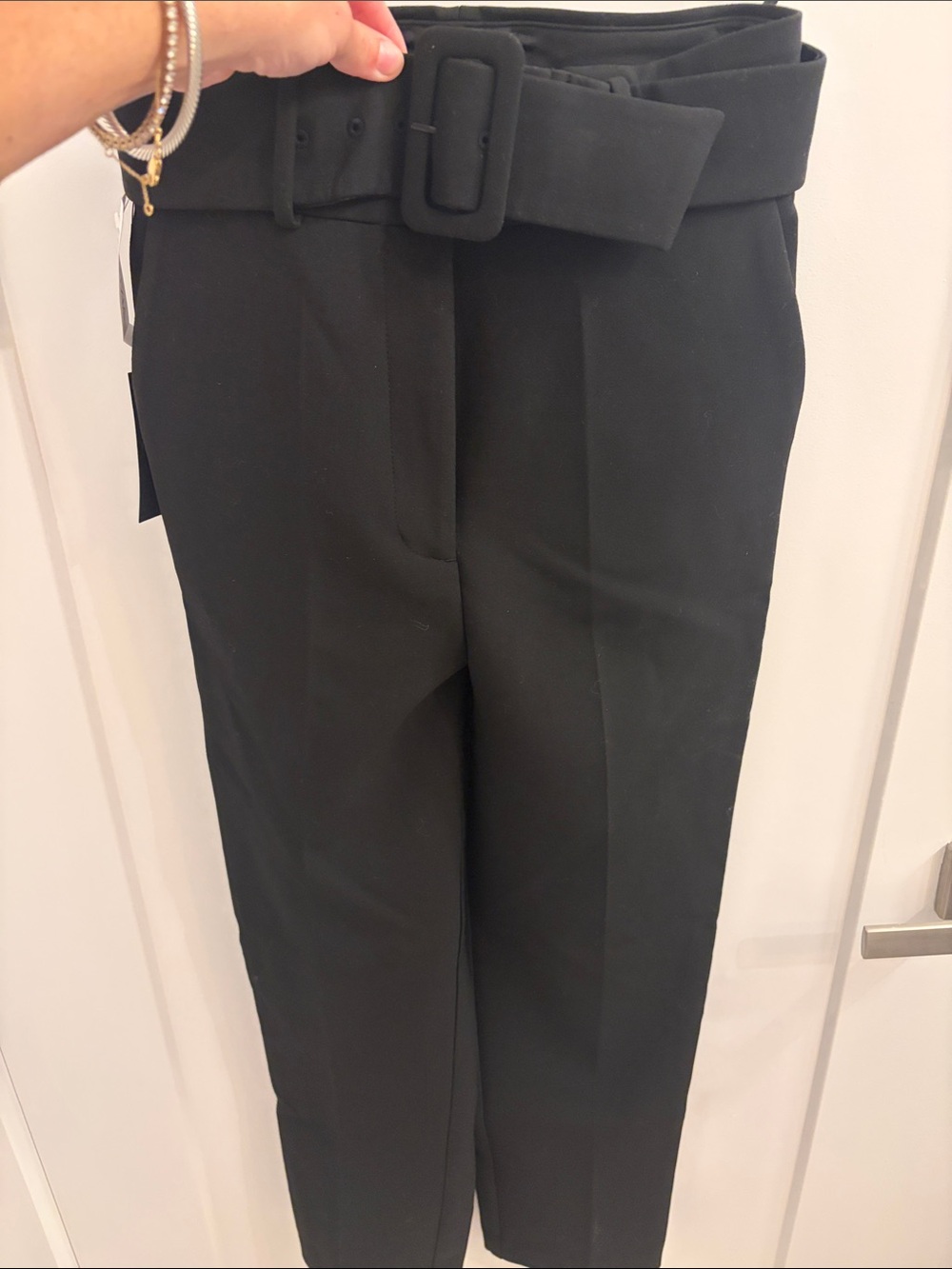 Aritzia Black High-Waist Belted Trousers - Picture 4 of 5